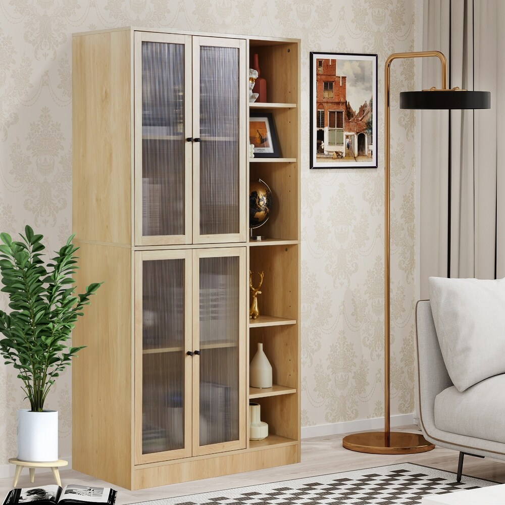 Tall Kitchen Pantry Cabinet with Doors and Adjustable Shelves