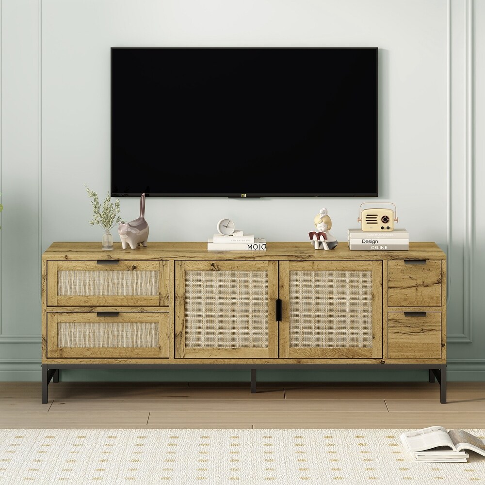 Rattan TV Stand for TVs up to 65\