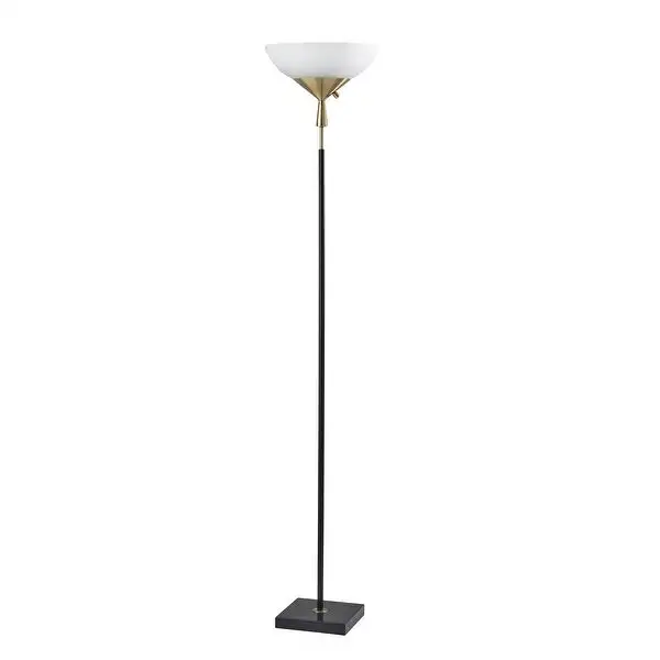 Adesso Noah Black and Antique Brass 300-watt Torchiere Lamp