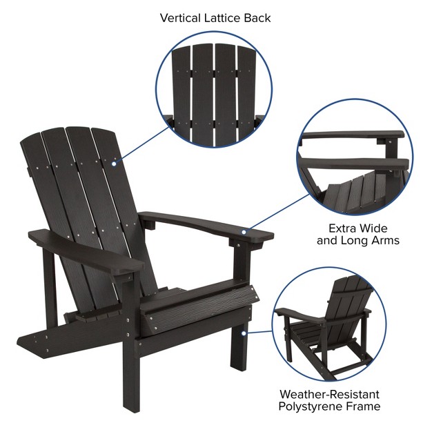 Flash Furniture 3 Piece Charlestown Poly Resin Wood Adirondack Chair Set With Fire Pit Star And Moon Fire Pit With Mesh Cover