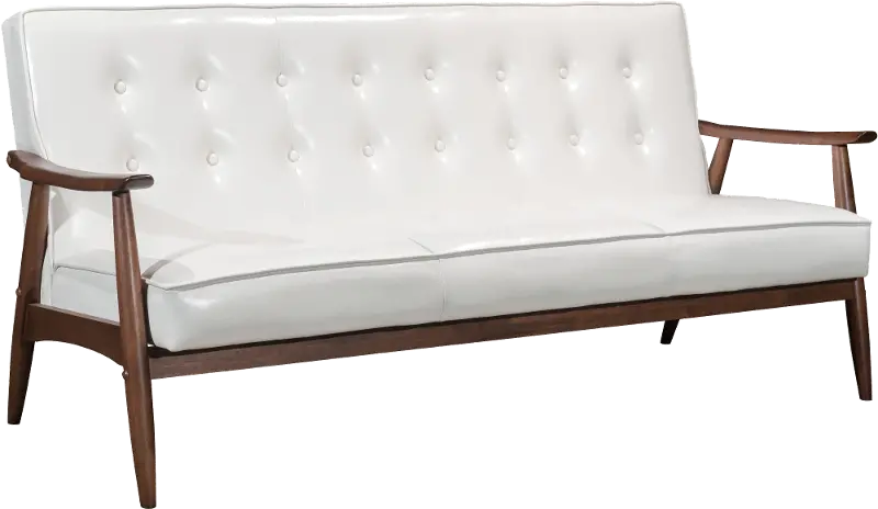 White Leatherette Sofa - Rocky