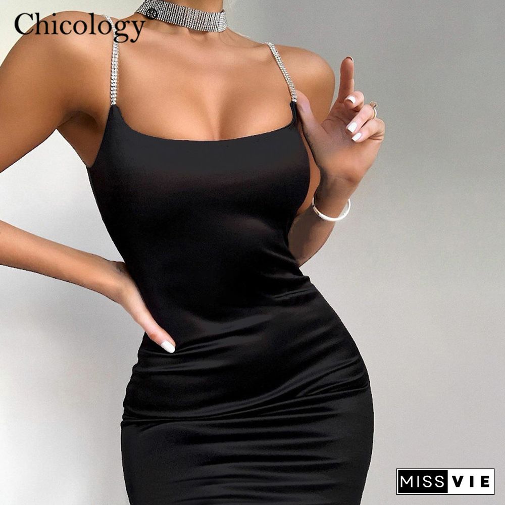 ChicologyDiamondThinStrapBodyconSexyMiniDressPartyClubSleevelessWomen SummerFashionOutfitFemaleShortClothes