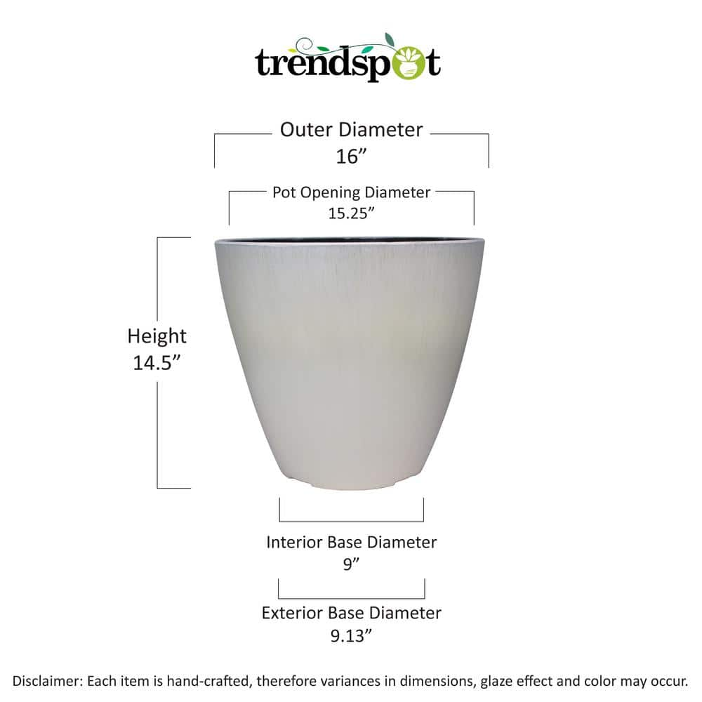 Trendspot 16 in. Oatmeal Kurv Resin Planter PS00405N-16H