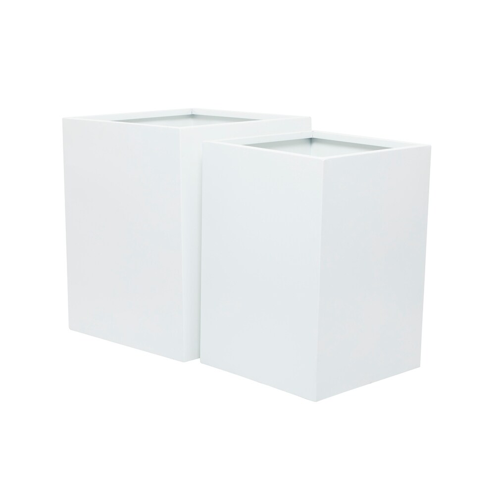 White Metal Modern Planter (Set of 2)   S/2 17\