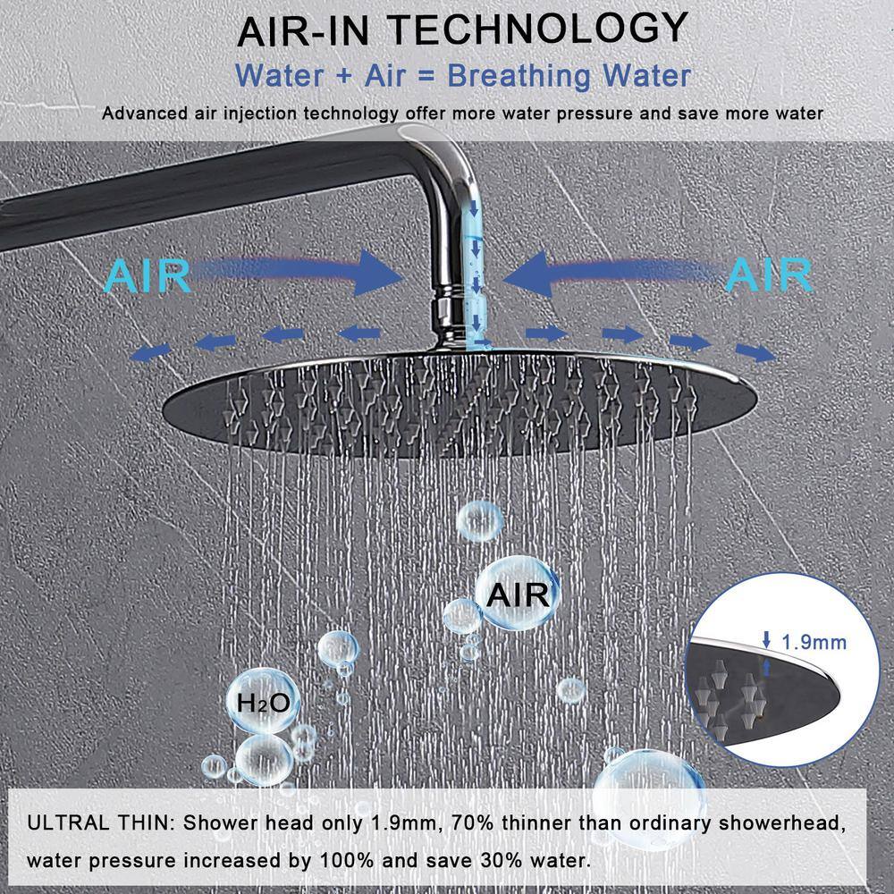 WELLFOR 2-Spray Patterns 1.8 GPM 10 in. Wall Mount Dual Shower Heads Round Shower Head with Hand Shower in Polished Chrome ZQ8001S