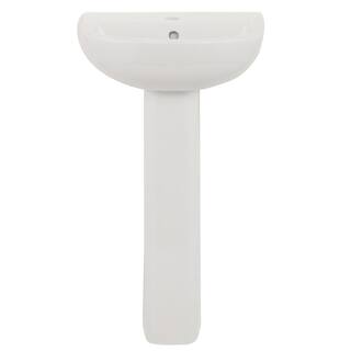 Barclay Products Compact 450 18 in. Pedestal Combo Bathroom Sink with 1 Faucet Hole in White 3-531WH