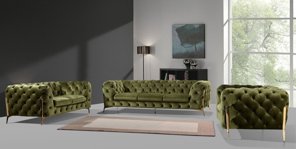 Divani Casa Sheila Modern Green Fabric Sofa Set   Contemporary   Living Room Furniture Sets   by Vig Furniture Inc.  Houzz