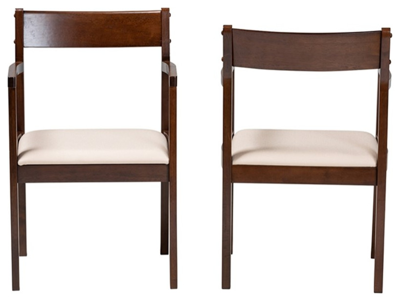 Baxton Studio Helene Cream Fabric and Dark Brown Wood 2 Piece Dining Chair Set   Transitional   Dining Chairs   by Homesquare  Houzz