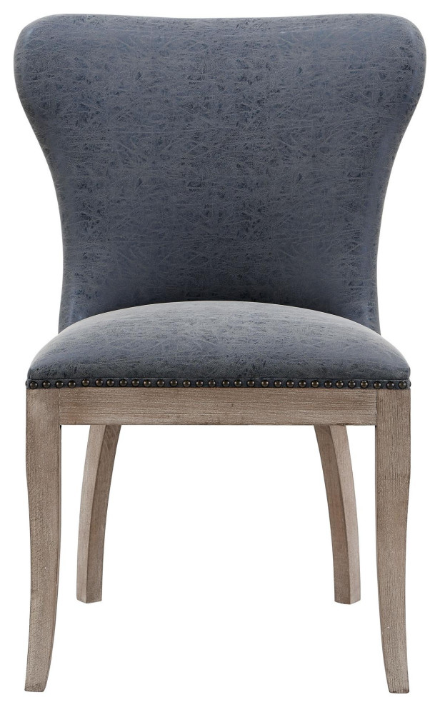 Louve Chair Drift Wood Legs  Nubuck Charcoal (Set Of 2)   Transitional   Dining Chairs   by Virgil Stanis Design  Houzz