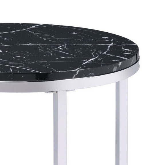 Benjara BM250265 End Table with Round Faux Marble ...