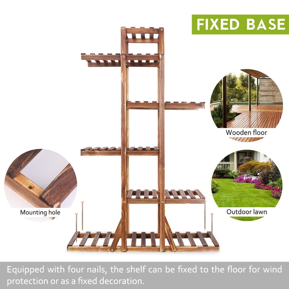 6 Tier Corner Wooden Plant Stand Ladder Flower pot Display Rack Shelf