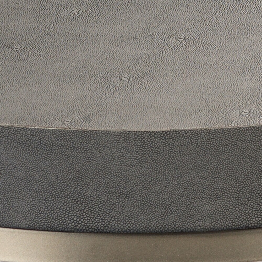 Alden Décor Cleo Faux Shagreen Round Side Table  Grey