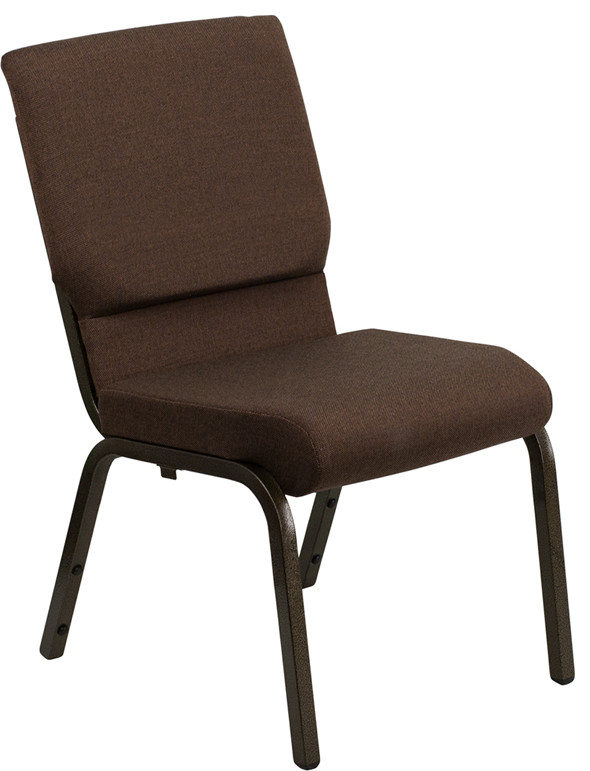 HERCULES Series 18.5  x27 x27W Stacking Church Chair in Brown Fabric   Gold Vein Frame   Contemporary   Dining Chairs   by Pot Racks Plus  Houzz