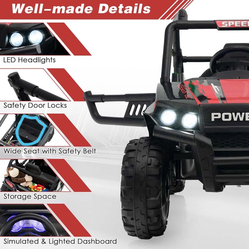 12V Kids Ride On UTV Battery Powered Electric Off-Road Buggy with Remote Control, LED Headlights & Music