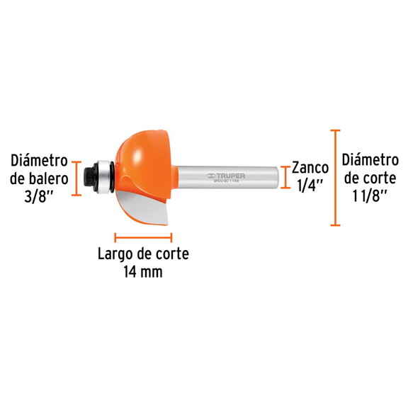 Truper 11485 1 1/8 Cove Router Bit With Ball Bear...