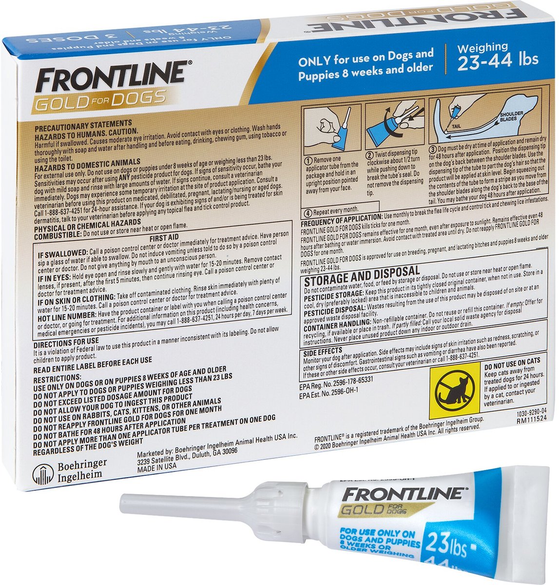 Frontline Gold Flea and Tick Treatment for Medium Dogs， 23-44 lbs