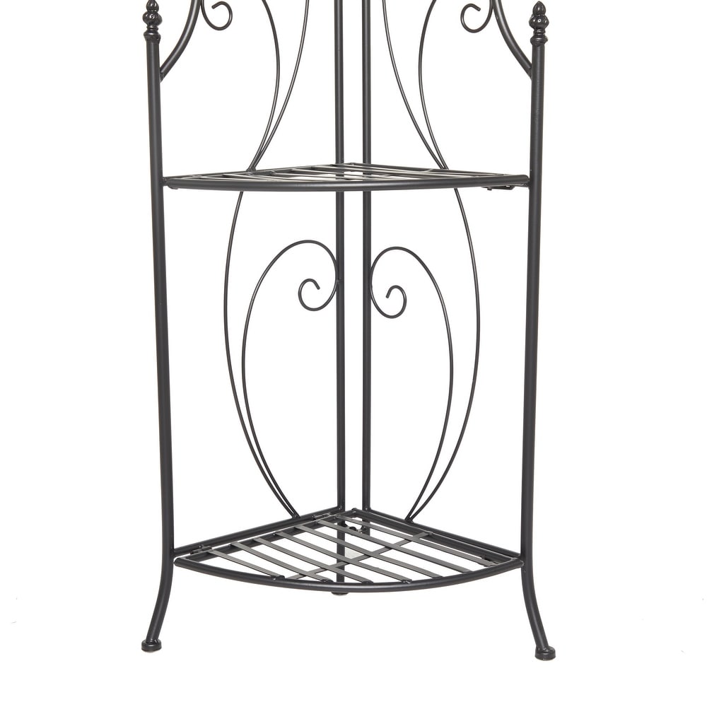 Black Iron Contemporary Bakers Rack   17 x 11 x 46