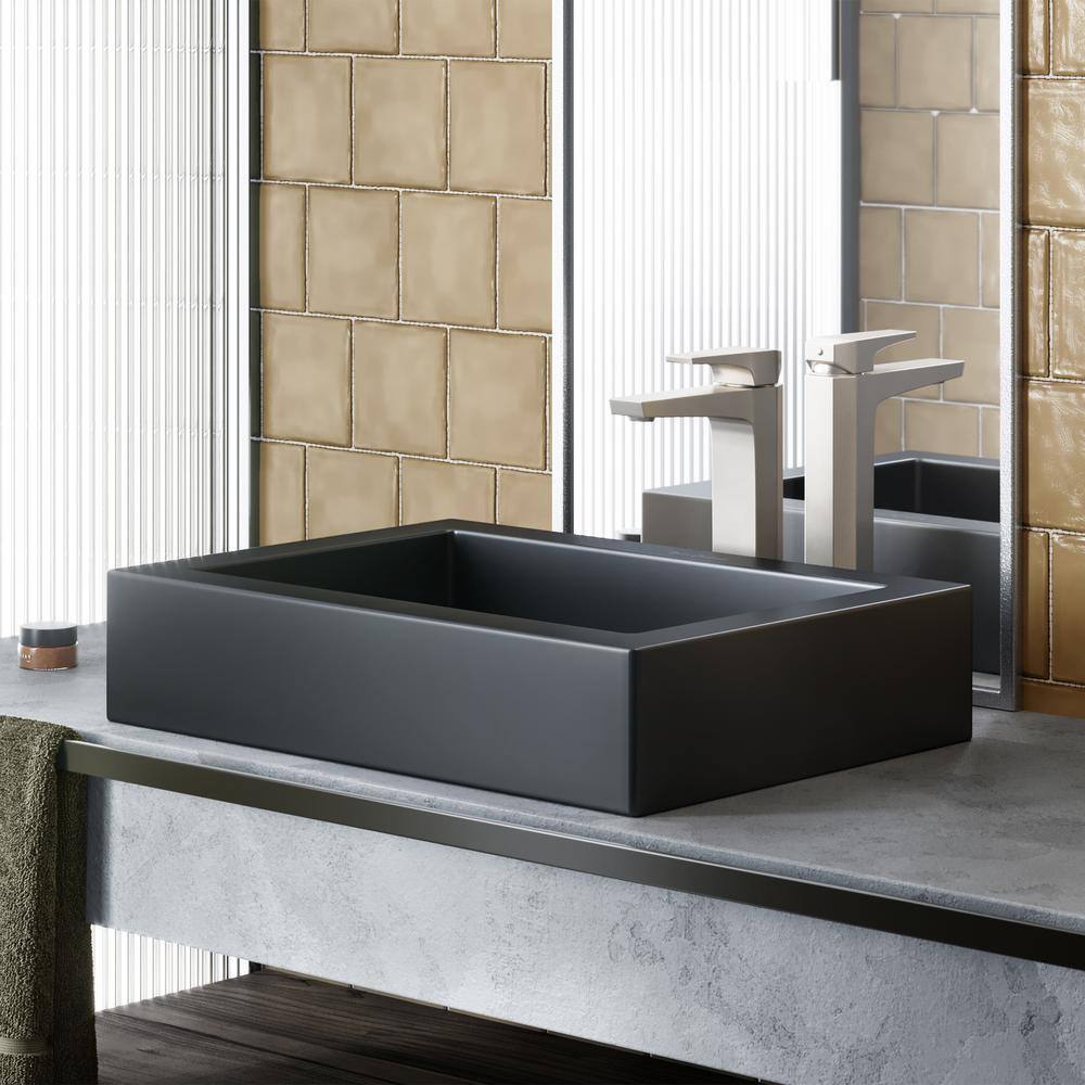 Swiss Madison Voltaire Matte Black Ceramic Rectangular Vessel Sink SM-VS282MB