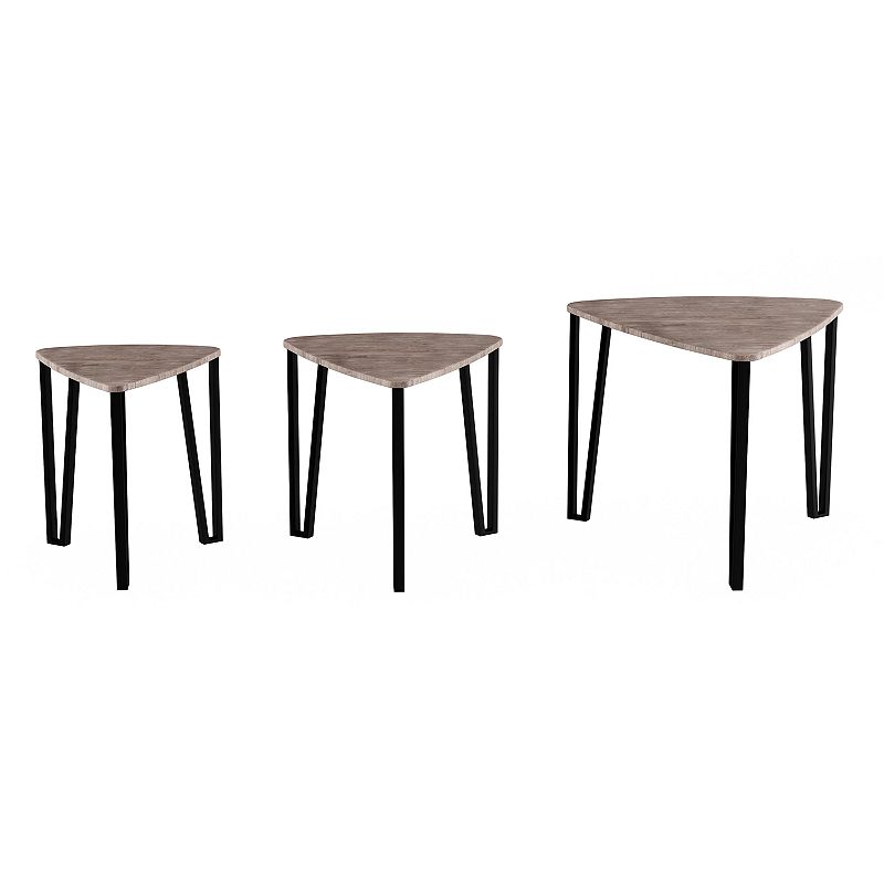 Lavish Home Contemporary Woodgrain Nesting Table Set