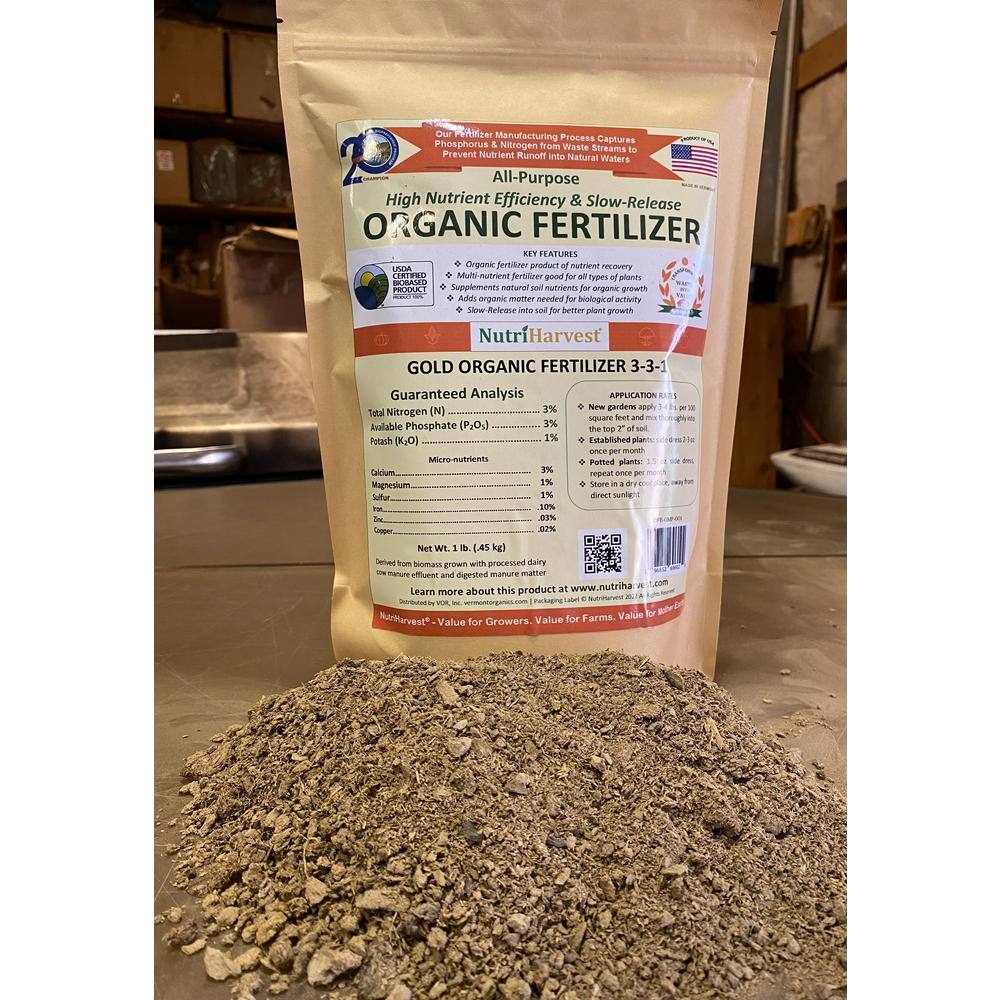 Vermont Organics Reclamation Soil 3-3-1 lbs.1 lb. Bag NutriHarvest Gold Organic Fertilizer Nutri331