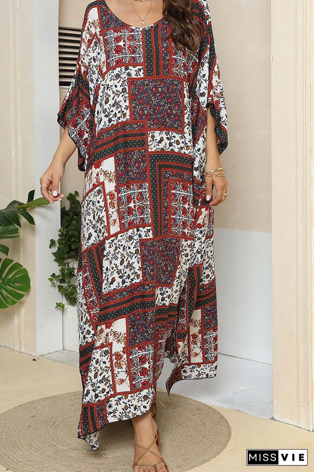 Boho Style Print Beach Cover Up Kimono