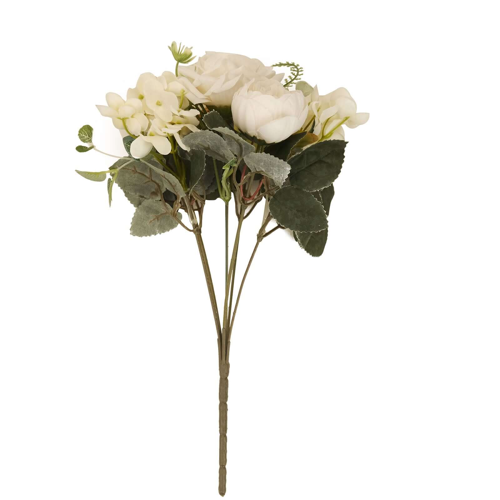 2 Pack Ivory Artificial Assorted Peony Flower Bouquets, Silk Floral Arrangements 12