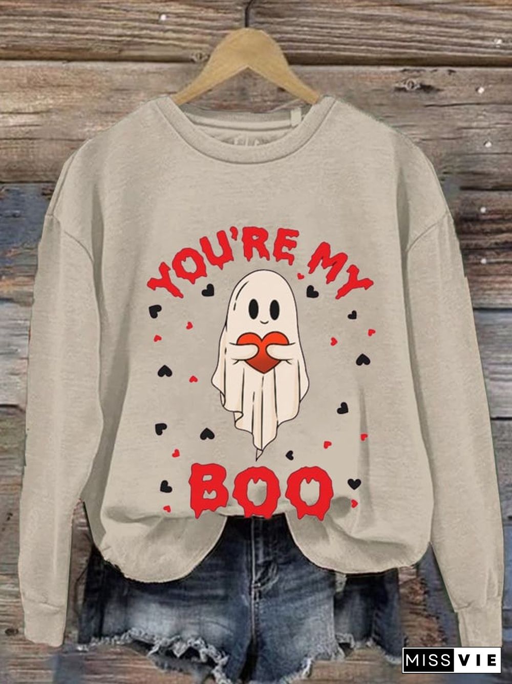 Women'S You're My Boo Halloween Print Casual Sweatshirt