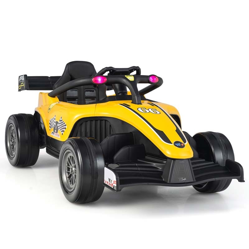 Kids Ride on Formula Racing Car, 12V Battery Powered Electric Racing Truck with Shock Absorbing Wheels