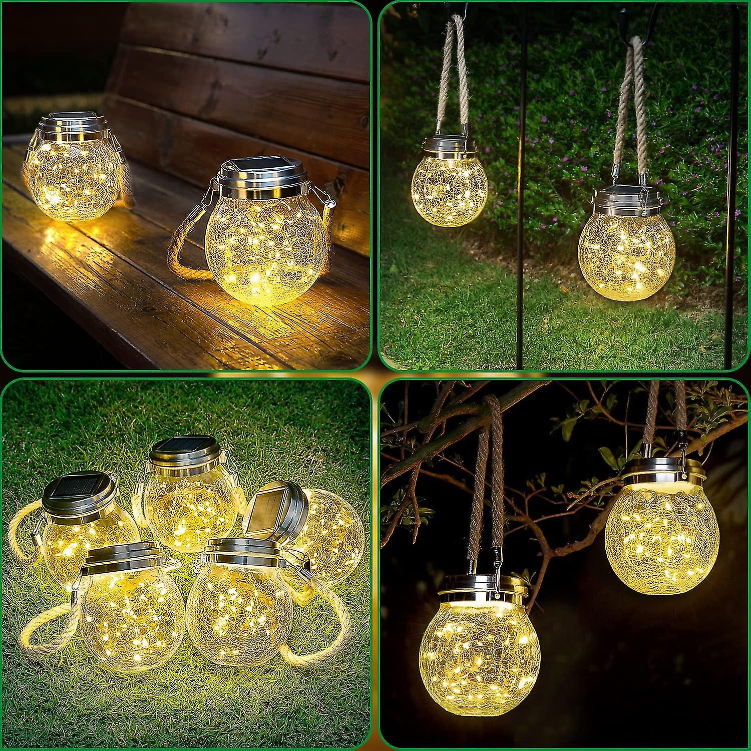 2 Pack Outdoor Solar Lights， 30 Led Solar Glass Lights Decoration， Ip65 Outdoor Lanterns Weatherproof， Solar Lamps For Outdoor Ball Solar Lanterns For