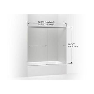 KOHLER Revel 59-58 in. x 55-12 in. Frameless Sliding Tub Door in Bright Polished Silver with Handle 707000-L-SHP