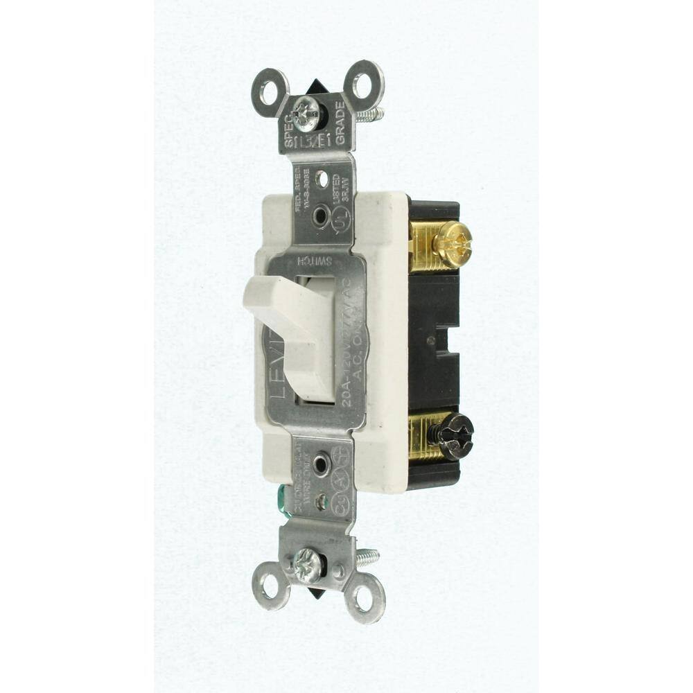 Leviton 20 Amp 3-Way Commercial Toggle Switch White R62-0CSB3-2WS