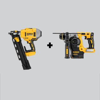 DW 20V MAX XR Cordless Brushless 2-Speed 21 Plastic Collated Framing Nailer and Brushless 1 in. Rotary Hammer (Tools Only) DCN21PLBW273B