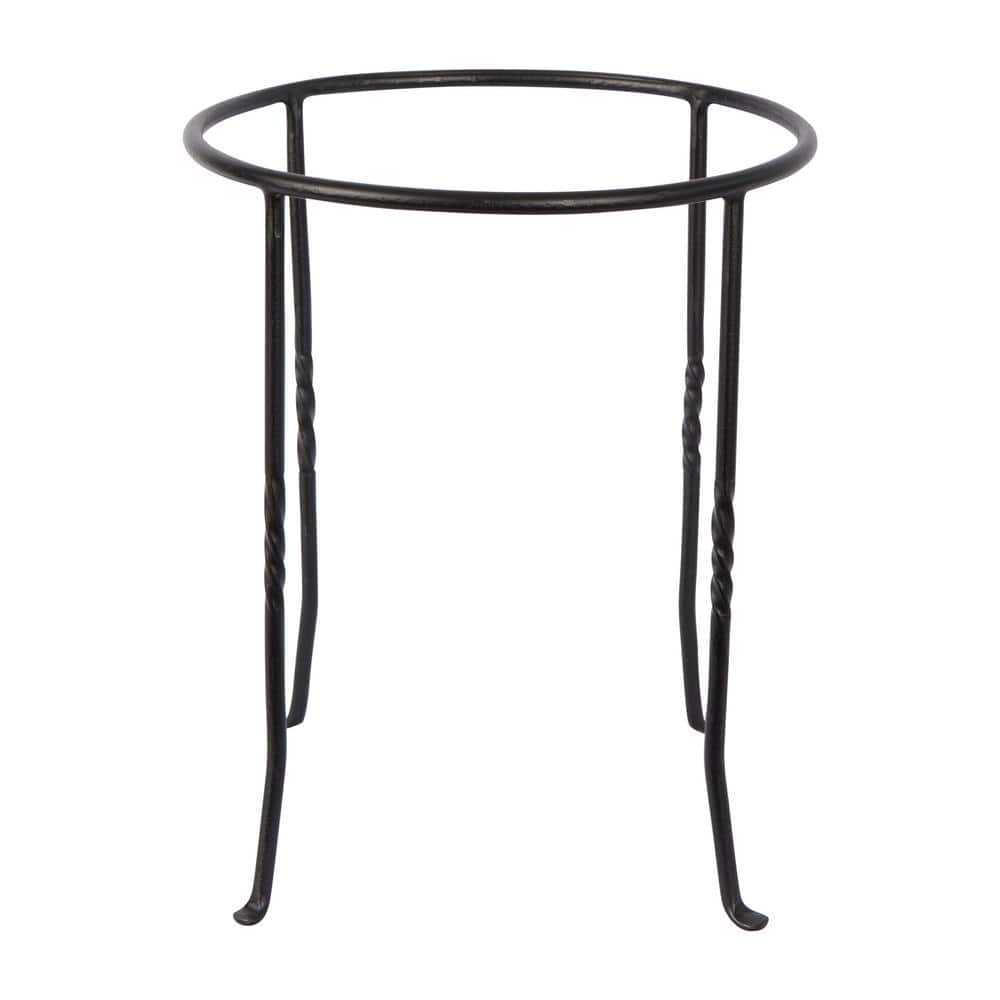 ACHLA DESIGNS 14 in. Tall Black Powder Coat Metal Small Indoor/Outdoor Patio Flowerpot Plant Stand FB-14