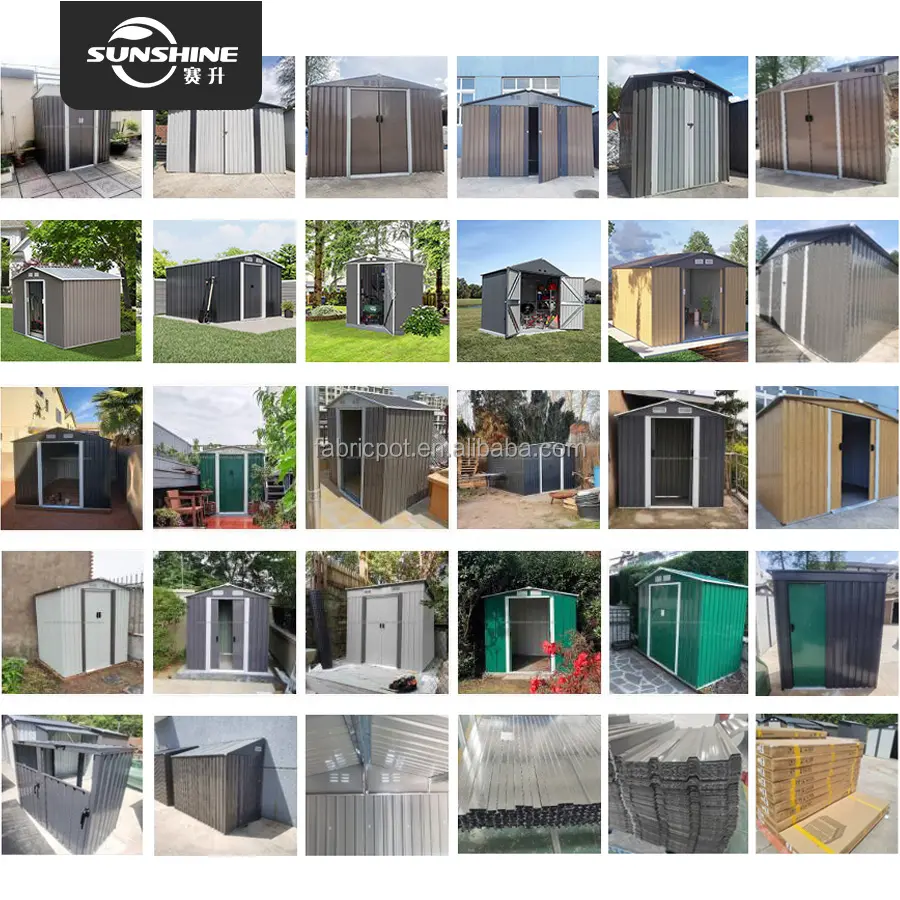 High quality golden supplie outdoor storage shed 8x10ft garden tool Galvanized Steel Sheet Metal Garden Shed