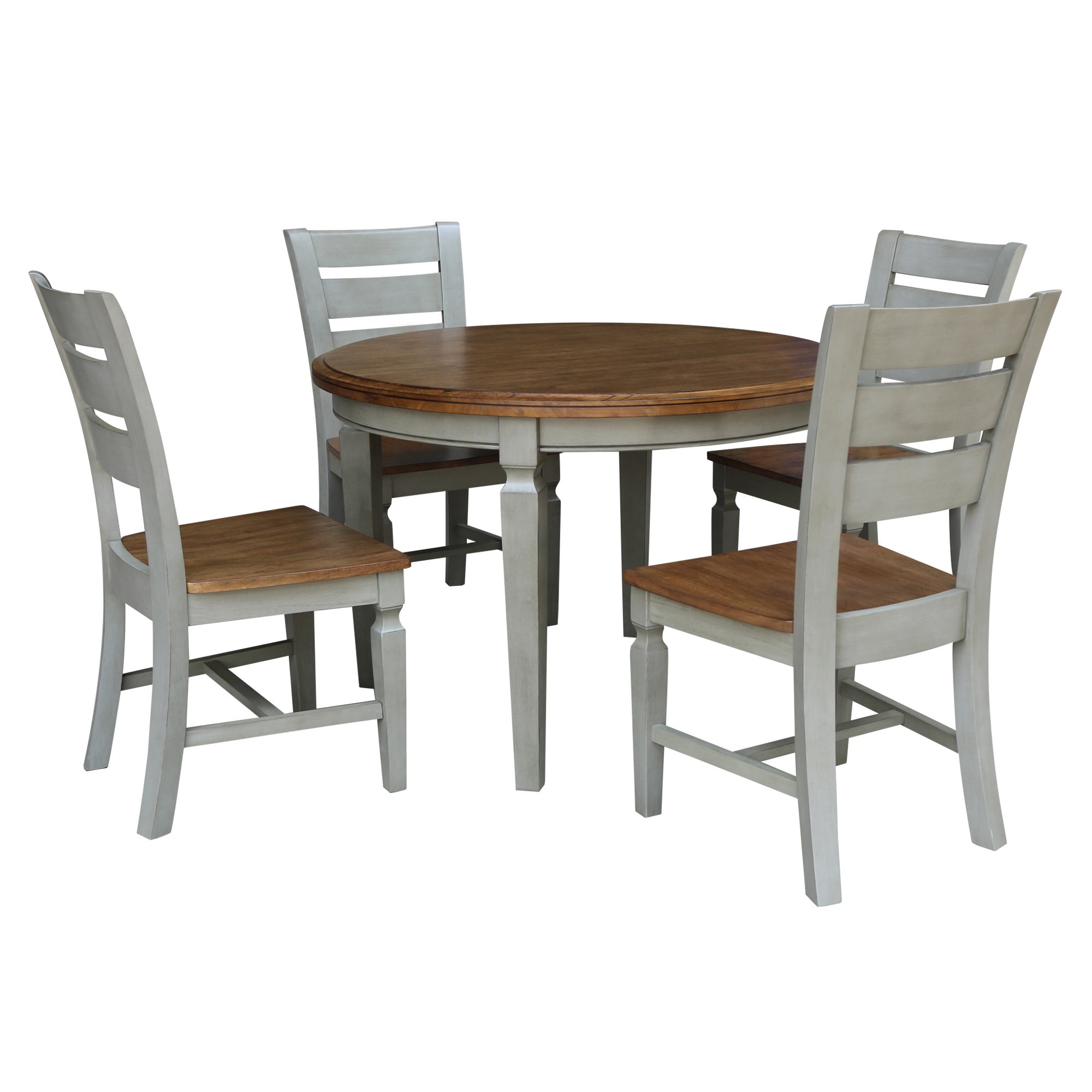 44 in. Round Top Dining Table with 4 Ladderback Chairs