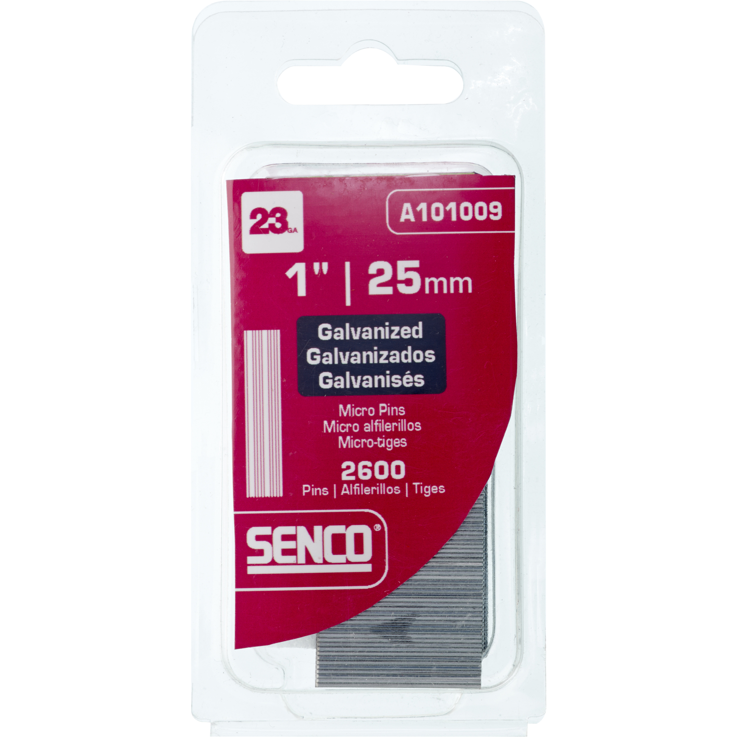 Senco 1 in. 23 Ga. Straight Strip Galvanized Micro Pins 2，600 pk