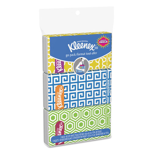 Kimberly-Clark Kleenex On The Go Packs Facial Tissues | 3-Ply， White， 30 Sheets