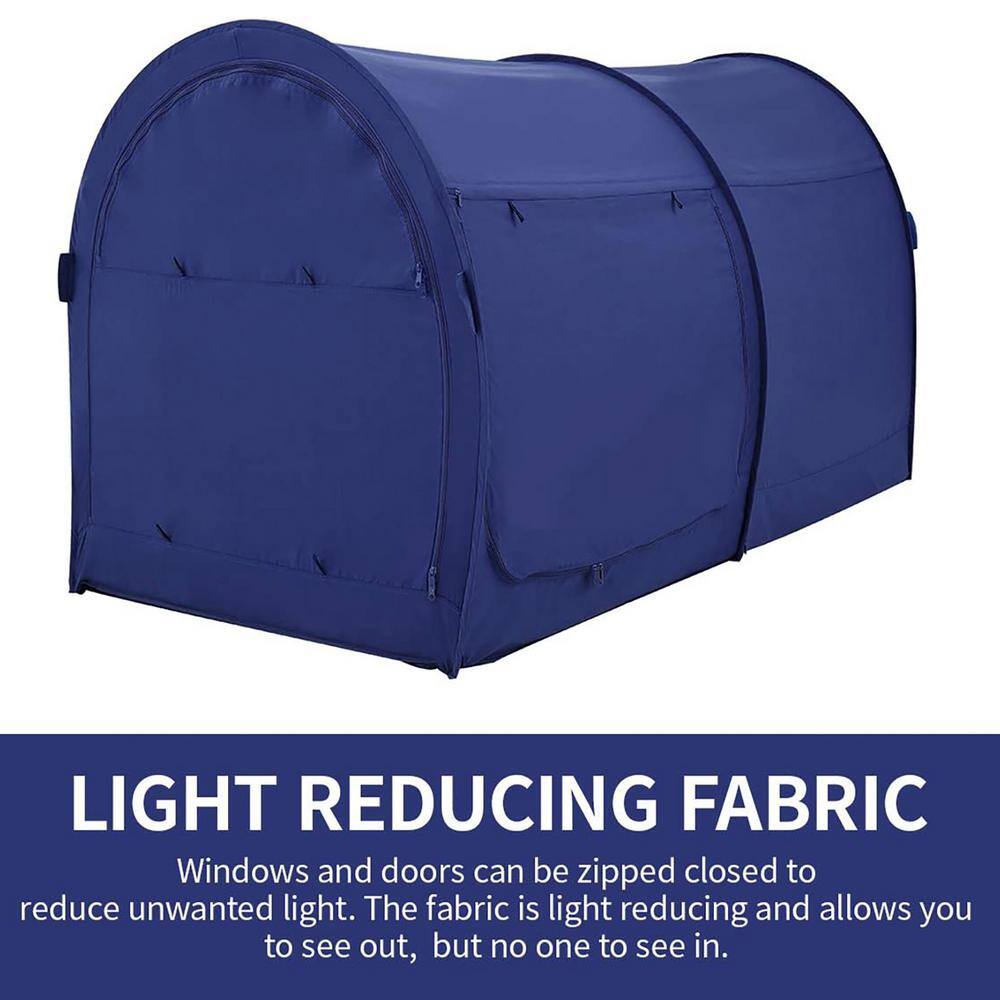 Alvantor Indoor Pop Up Portable Frame Pongee Bed Canopy Tent Twin Curtains Breathable Navy Cottage (Mattress Not Included) 2005FB