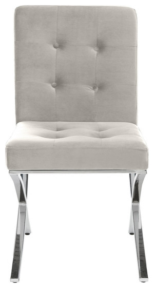 Slader Tufted Side Chair Gray/Chrome   Contemporary   Dining Chairs   by V.S.D Furniture  Houzz