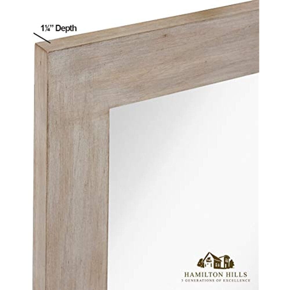 White Washed Wood Framed Mirror 30