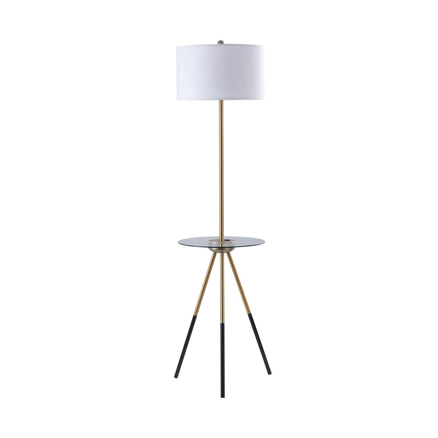 Versanora Myra Floor Lamp with Table and Built-In USB， Gold