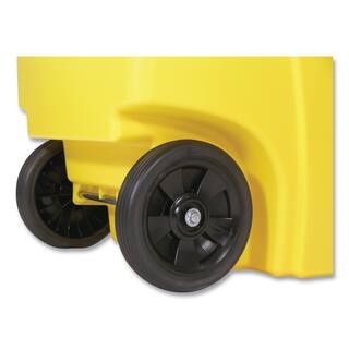 Rubbermaid Commercial Products Brute 50 Gal. Yellow Plastic Square Rollout Trash Can with Lid RCP9W27YEL