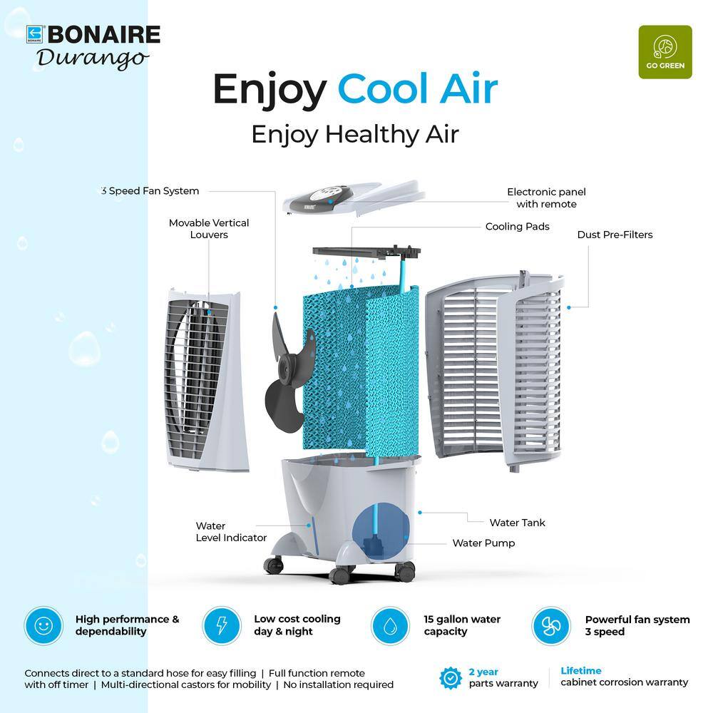 Bonaire Durango Bonaire 3100 CFM 3-Speed Portable Evaporative Cooler for 950 sq. ft. CDU6280051