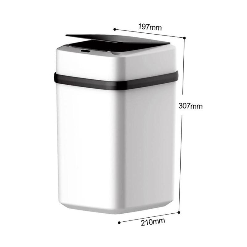 12L Touchless Trash Can Smart Sensor Automatic Rubbish Bins Black White