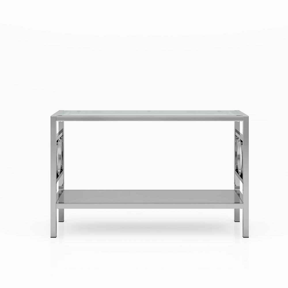 Furniture of America Innedia 47.25 in. Chrome Rectangle Glass Console Table IDF-4166CRM-S