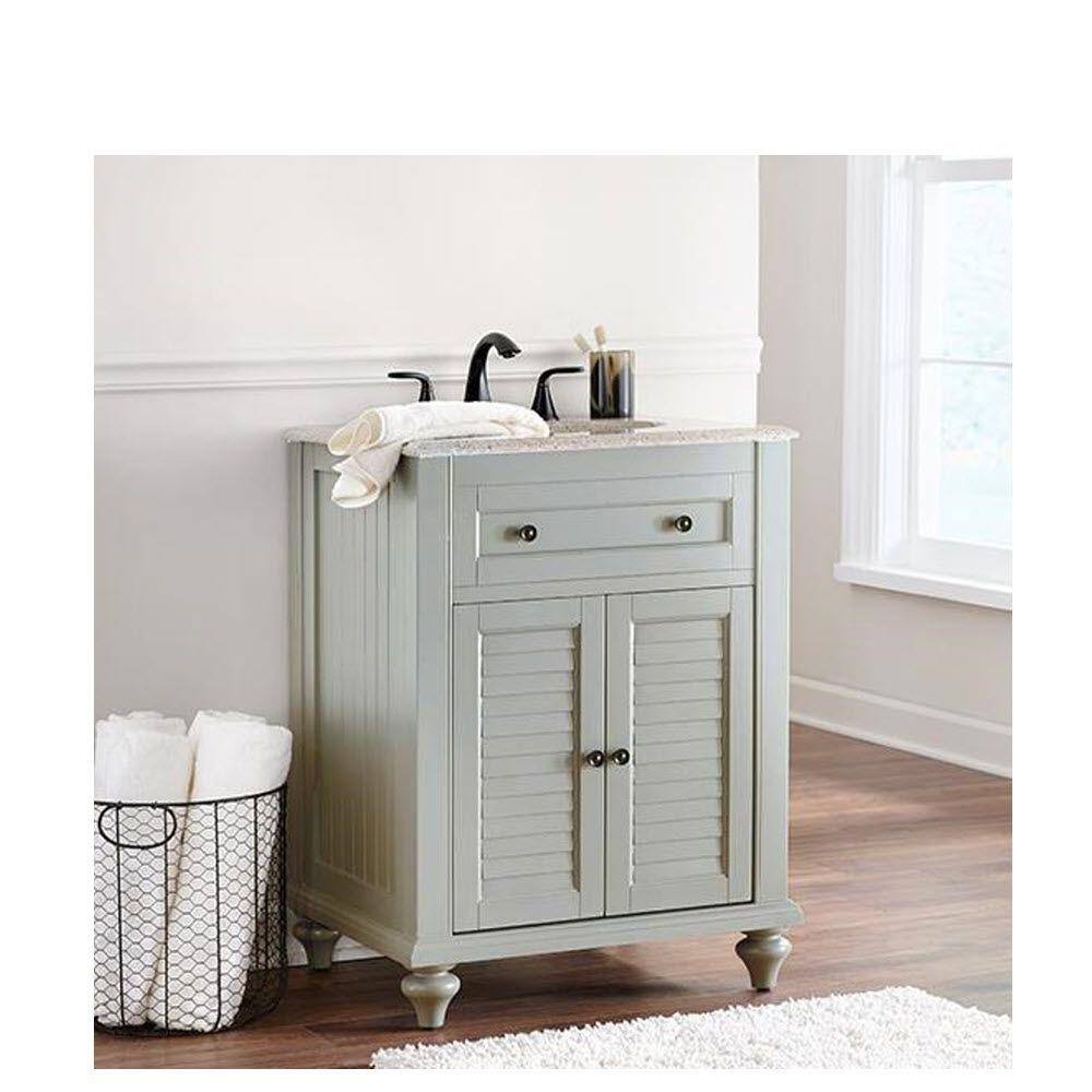 Home Decorators Collection Hamilton Shutter 25 in. W x 22 in. D Bath Vanity in Grey with Granite Vanity Top in Grey 10806-VS25H-GR