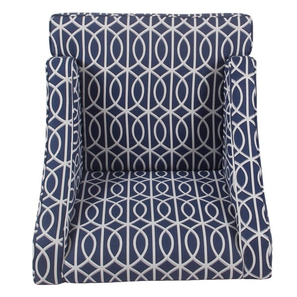 Porch and Den Cammy Blue Trellis Swoop Accent Chair