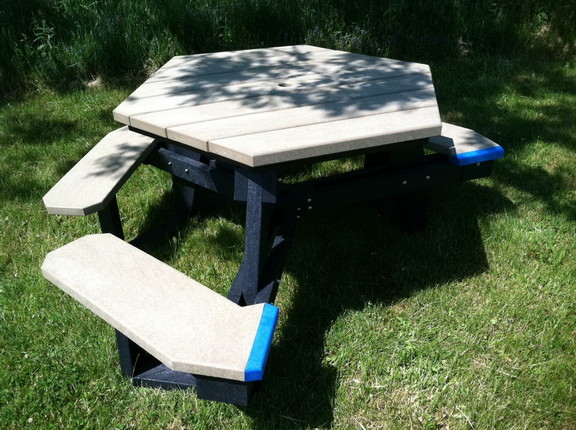 Vestil PT PHX 3944 BKCD ADA picnic table poly hex ...