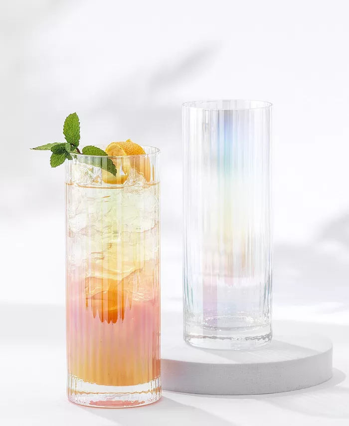 JoyJolt Christian Siriano Chroma Iridescent Highball Drinking Glasses