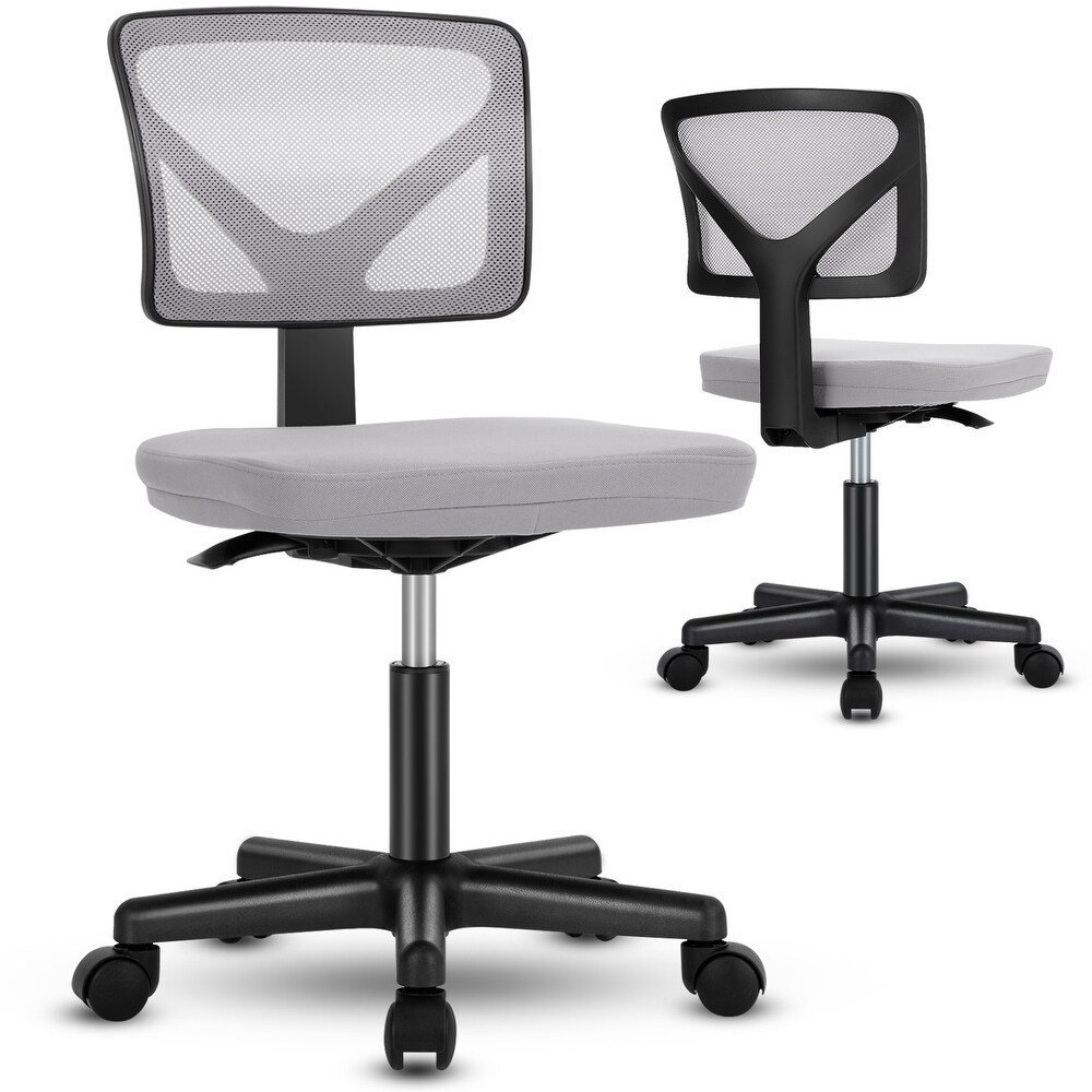 Armless Desk Chair Small Home Office Chair with Lumbar Support